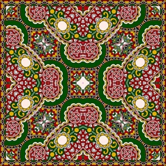 Fototapeten Traditional ornamental floral paisley bandanna © Kara-Kotsya