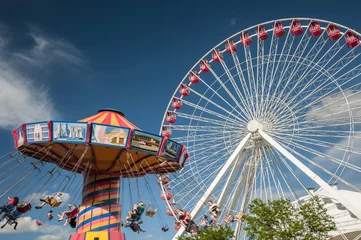 Deurstickers Flying chair and Ferris wheel © helgidinson