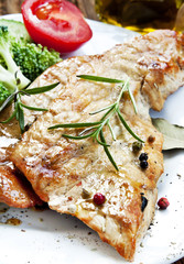 Grilled Pork Steak with Rosemary and Vegetables