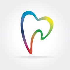 Abstract vector dantist tooth icon isolated on white background