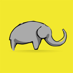 Abstract vector elephant logotype isolated on yellow background