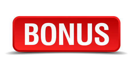 Bonus red square button isolated on white background