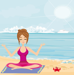 Obraz na płótnie Canvas yoga on a tropical beach