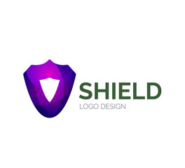Secure shield logo design made of color pieces