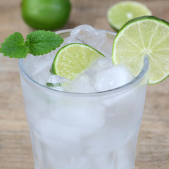 Wasser oder Mineralwasser Getränk mit Eiswürfeln