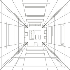 Linear sketch of abstract view of interior