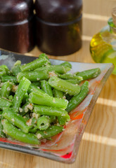 Fried green string beans with walnuts