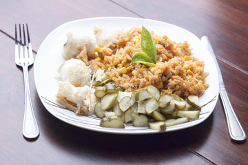rice with vegetables and fish