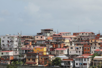 Fototapeta na wymiar Housing on Victor Lamon Avenue. Fort-de-France, Martinique