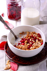 Healthy homemade granola or muesli with oats