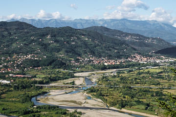Lunigiana area of noth Tuscany, Italy. Landscape with mountains.