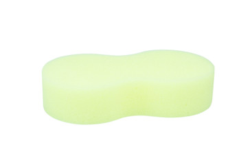 Yellow sponge for car washing isolate on white with clipping pat