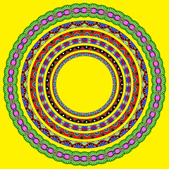 set of round geometrical frames, circle border ornament, vector