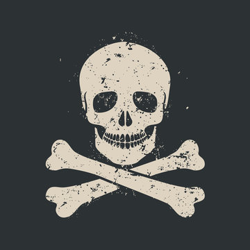 Grunge skull icon.