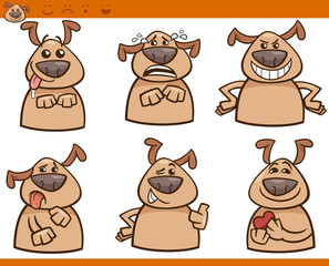 dog emotions cartoon illustration set