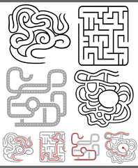 mazes or labyrinths diagrams set