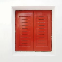 Foto op Canvas Athens Greece, vintage house red window © Dimitrios