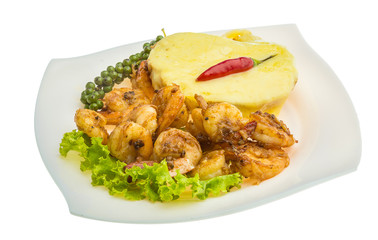 Garlic shrimps with potato