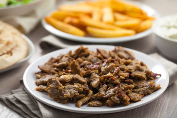 Greek Gyros with Fries and Salad