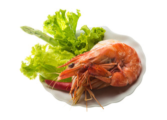 Boiled king prawns