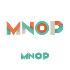 M N O P Modern Flat Alphabet with Noise Shadow