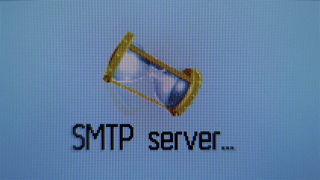 Smtp server, sandglass, hourglass. Close up