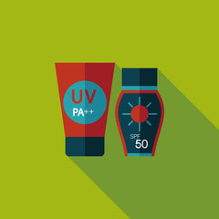 Sunscreen flat icon with long shadow