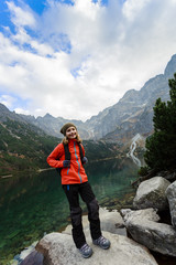 Hiking, trekking - young girl on mountain trek