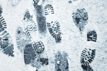 Naklejka premium Shoeprints in snow