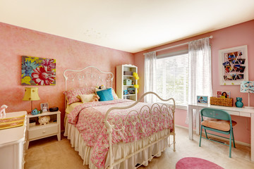 Bedroom interior in light pink color