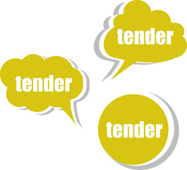 tender word on modern banner design template. set of stickers