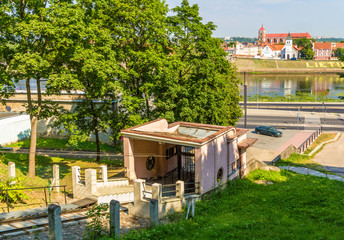 Lower station of Aleksotas funicular in Kaunas, Lithuania