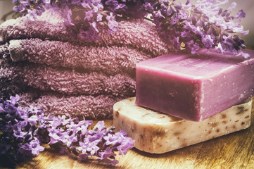 Rustic setting with natural soap