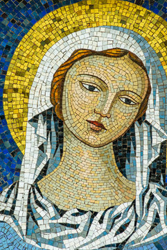 Mosaico Madonna Vergine Maria, sfondo con trama