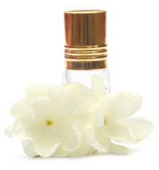 Obraz na płótnie Canvas Jasmine flower with perfume bottle