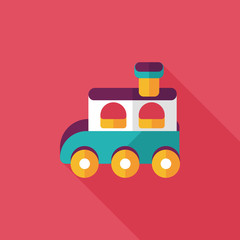 Train toy flat icon with long shadow,EPS 10