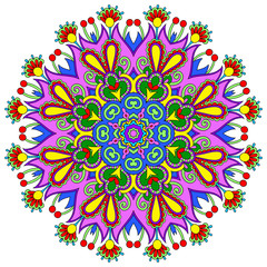 Circle lace ornament, round ornamental geometric doily pattern