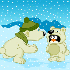 polar bear penguin dressed as bear  -  vector illustration, eps