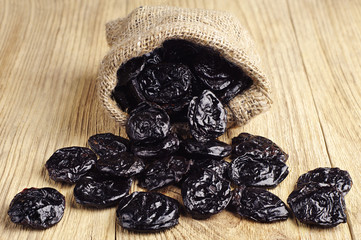 Dried plum in sack