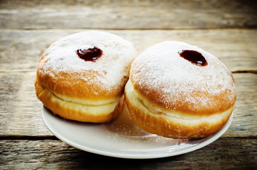 fresh doughnuts with jam for Hanukkah