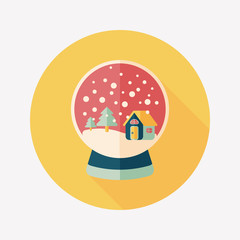 snow globe and gifts flat icon with long shadow,eps 10
