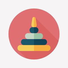 Pyramid toy flat icon with long shadow,eps10