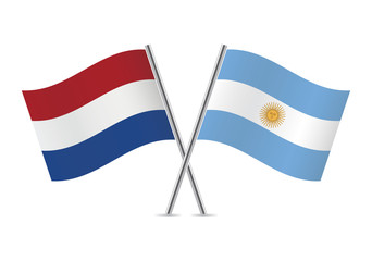 Argentinian and Netherlands flags. Vector illustration.