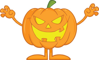 Scaring Halloween Pumpkin Cartoon Mascot Character