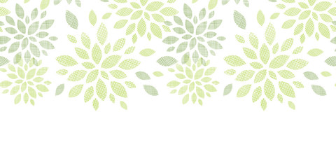 Fabric textured abstract leaves horizontal seamless pattern