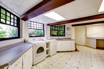 Basement with laundry area