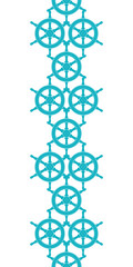 Nautical ship wheels abstract blue vertical seamless pattern