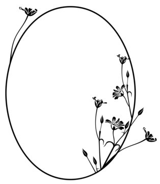 Oval floral outline round frame