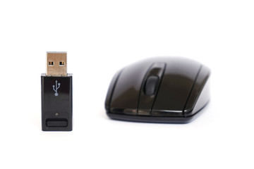 usb adapter for wireless mouse on white background
