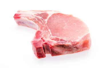Raw pork meat isolated on white